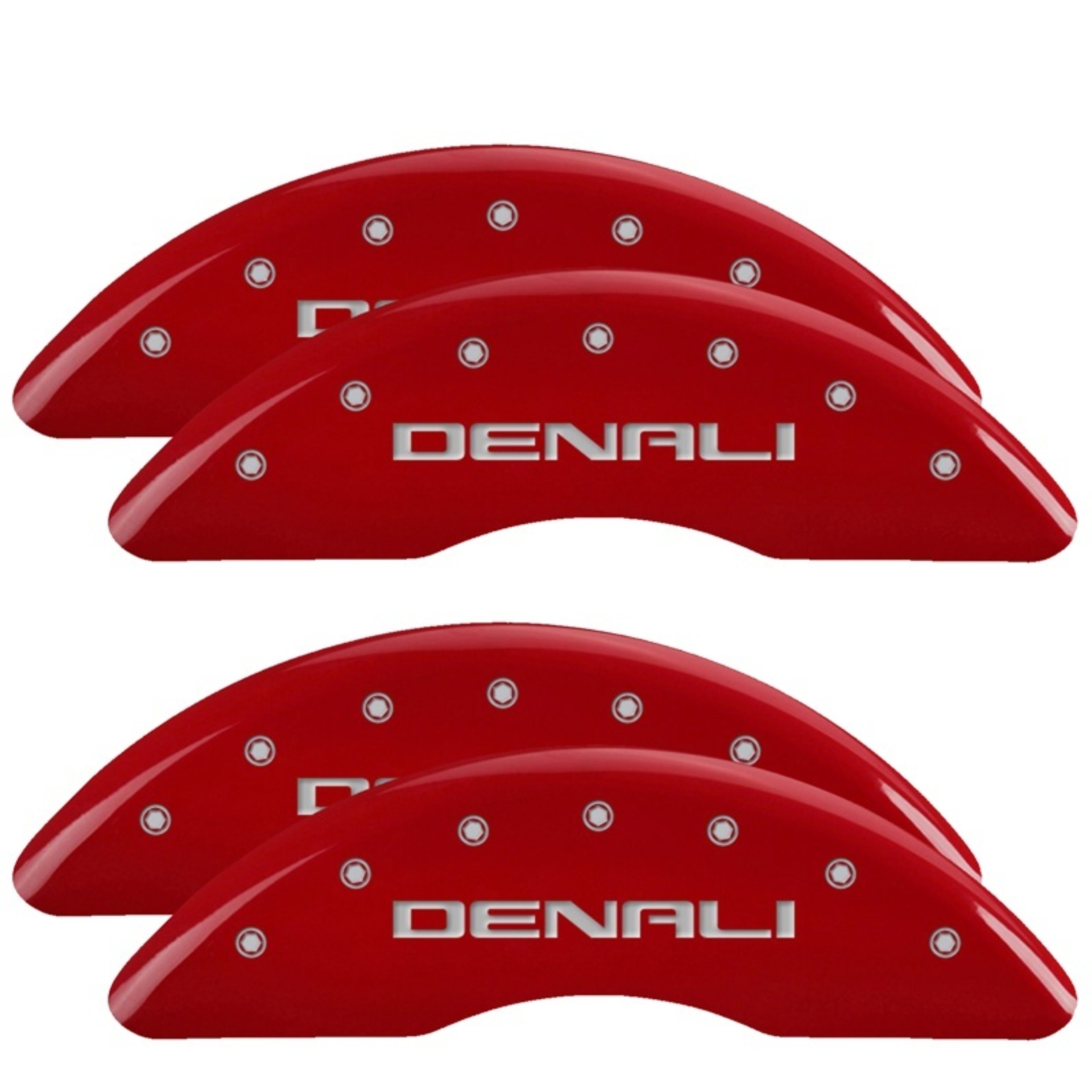 Picture of MGP 4 Caliper Covers Engraved Front & Rear Denali Red finish silver ch