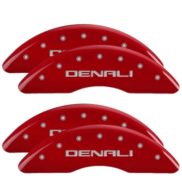 Picture of MGP 4 Caliper Covers Engraved Front & Rear Denali Red finish silver ch