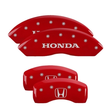 Picture of MGP 4 Caliper Covers Engraved Front Honda Engraved Rear H Logo Red finish silver ch