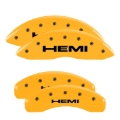 Picture of MGP 4 Caliper Covers Engraved Front & Rear Hemi Yellow finish black ch