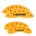 Picture of MGP 4 Caliper Covers Engraved Front & Rear MOPAR Yellow finish black ch