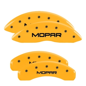 Picture of MGP 4 Caliper Covers Engraved Front & Rear MOPAR Yellow finish black ch