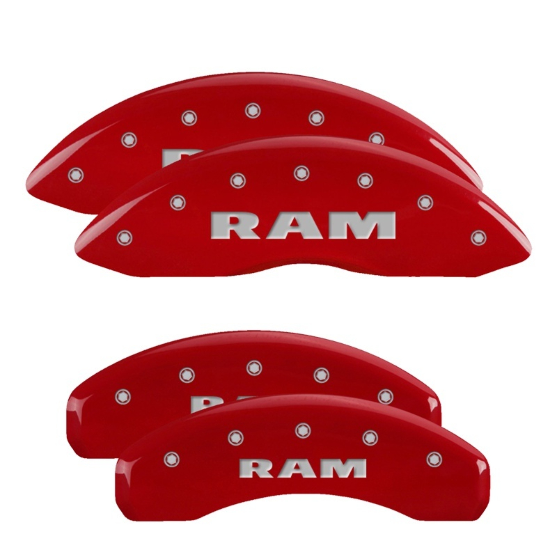 Picture of MGP 4 Caliper Covers Engraved Front & Rear RAM Red finish silver ch