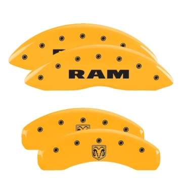 Picture of MGP 4 Caliper Covers Engraved Front RAM Engraved Rear RAMHEAD Yellow finish black ch