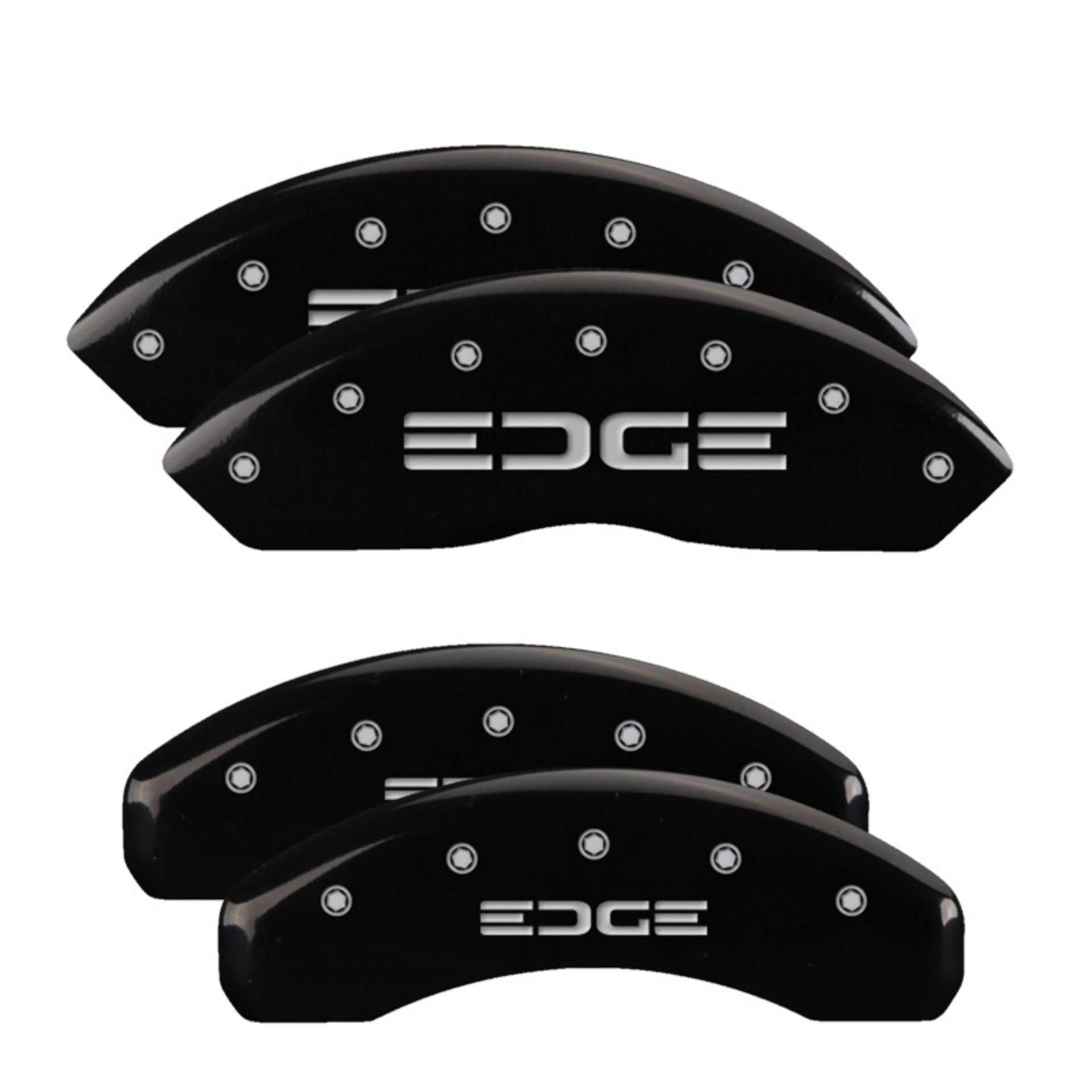 Picture of MGP 4 Caliper Covers Engraved Front & Rear Edge Black finish silver ch