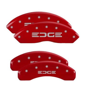 Picture of MGP 4 Caliper Covers Engraved Front & Rear Edge Red finish silver ch