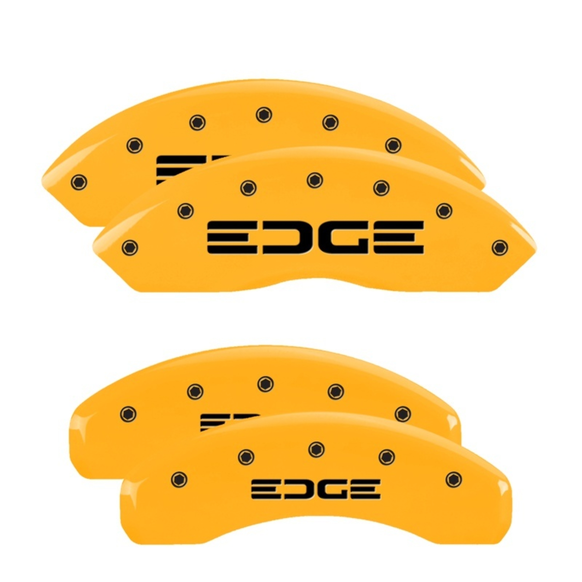 Picture of MGP 4 Caliper Covers Engraved Front & Rear Edge Yellow finish black ch