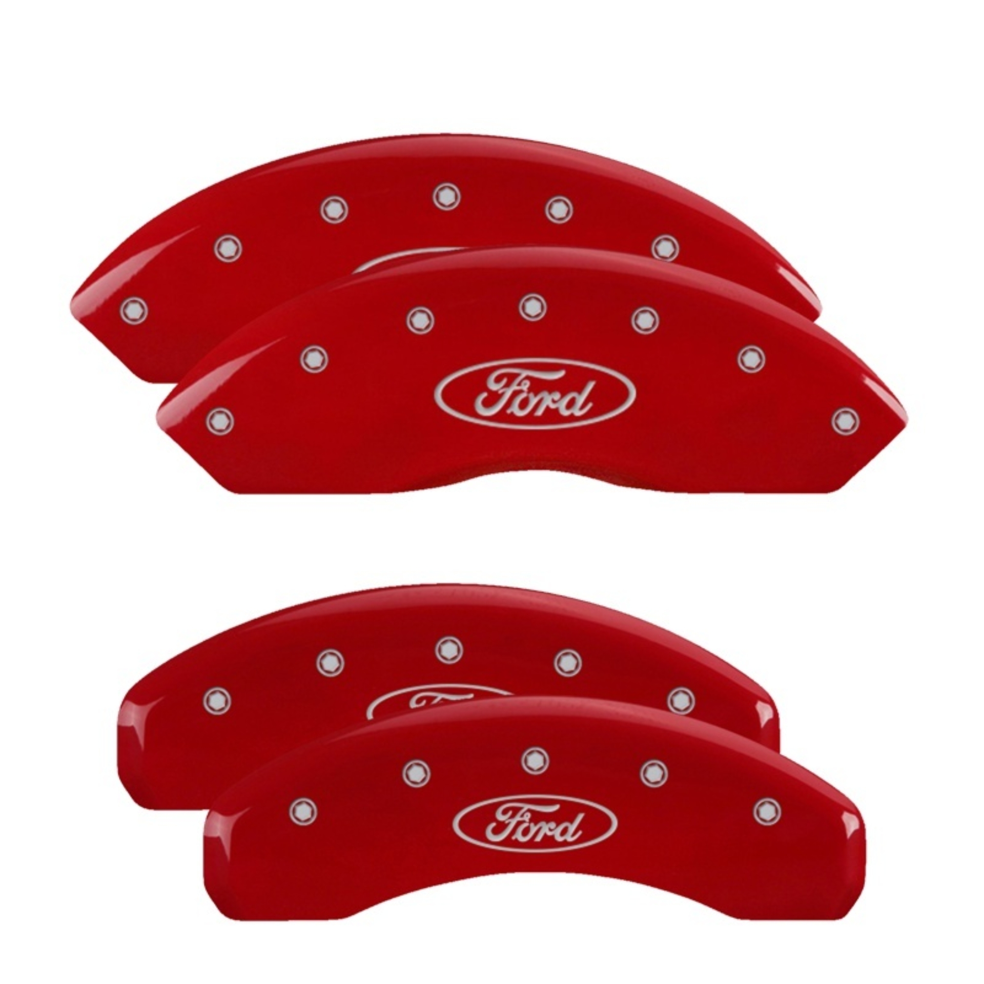 Picture of MGP 4 Caliper Covers Engraved Front & Rear Oval logo/Ford Red finish silver ch