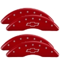 Picture of MGP 4 Caliper Covers Engraved Front & Rear Bowtie Red finish silver ch