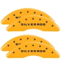 Picture of MGP 4 Caliper Covers Engraved Front & Rear Silverado Yellow finish black ch