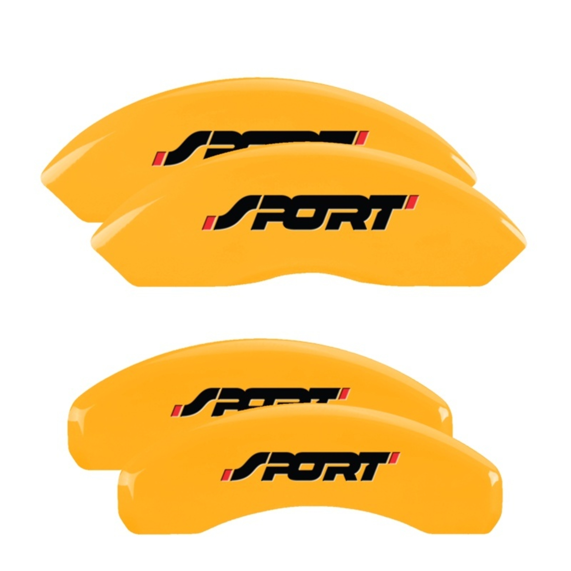 Picture of MGP 4 Caliper Covers Engraved Front & Rear No bolts/Sport Yellow finish black ch