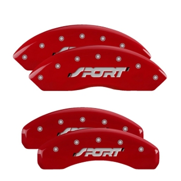 Picture of MGP 4 Caliper Covers Engraved Front & Rear SPORT Red finish silver ch