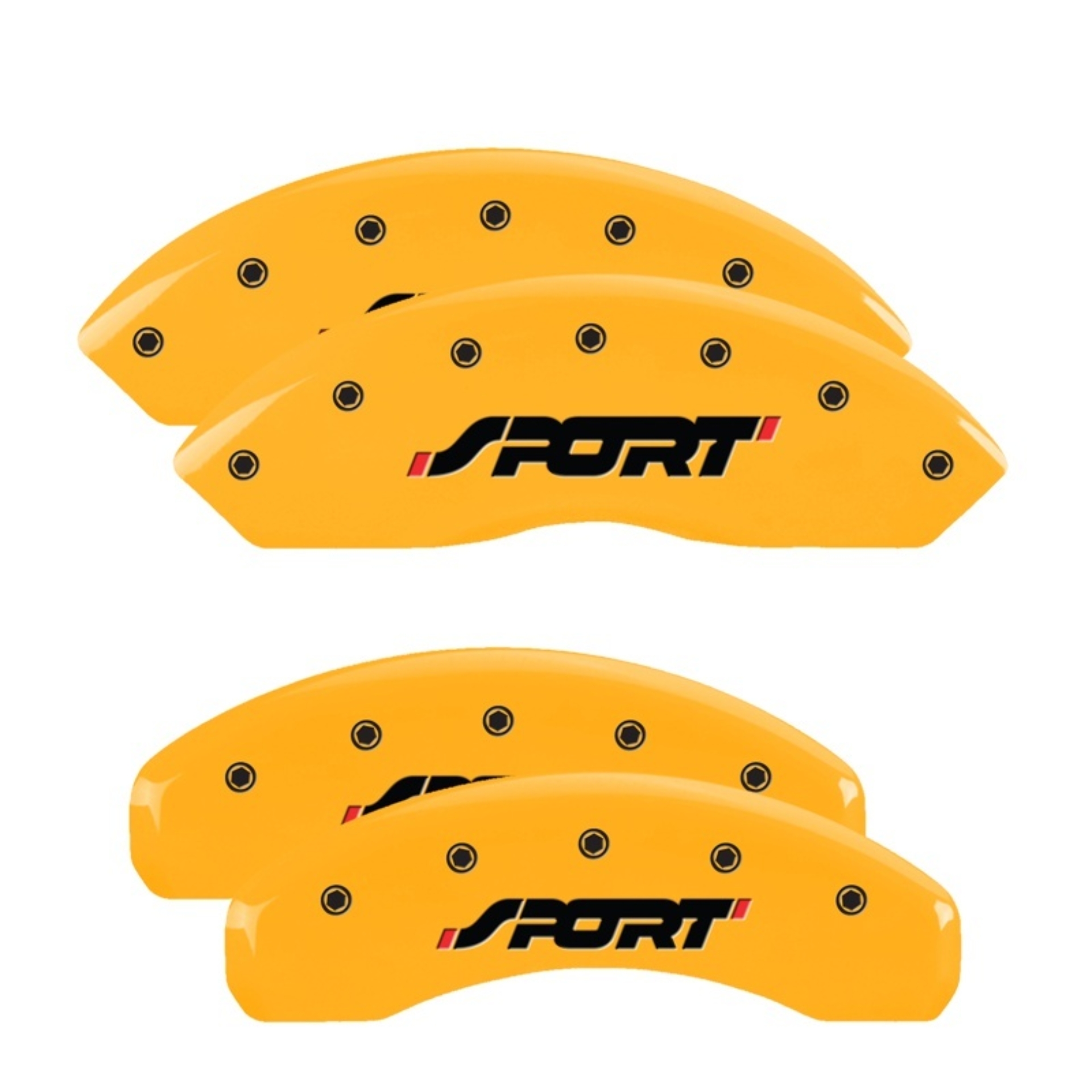 Picture of MGP 4 Caliper Covers Engraved Front & Rear SPORT Yellow finish black ch