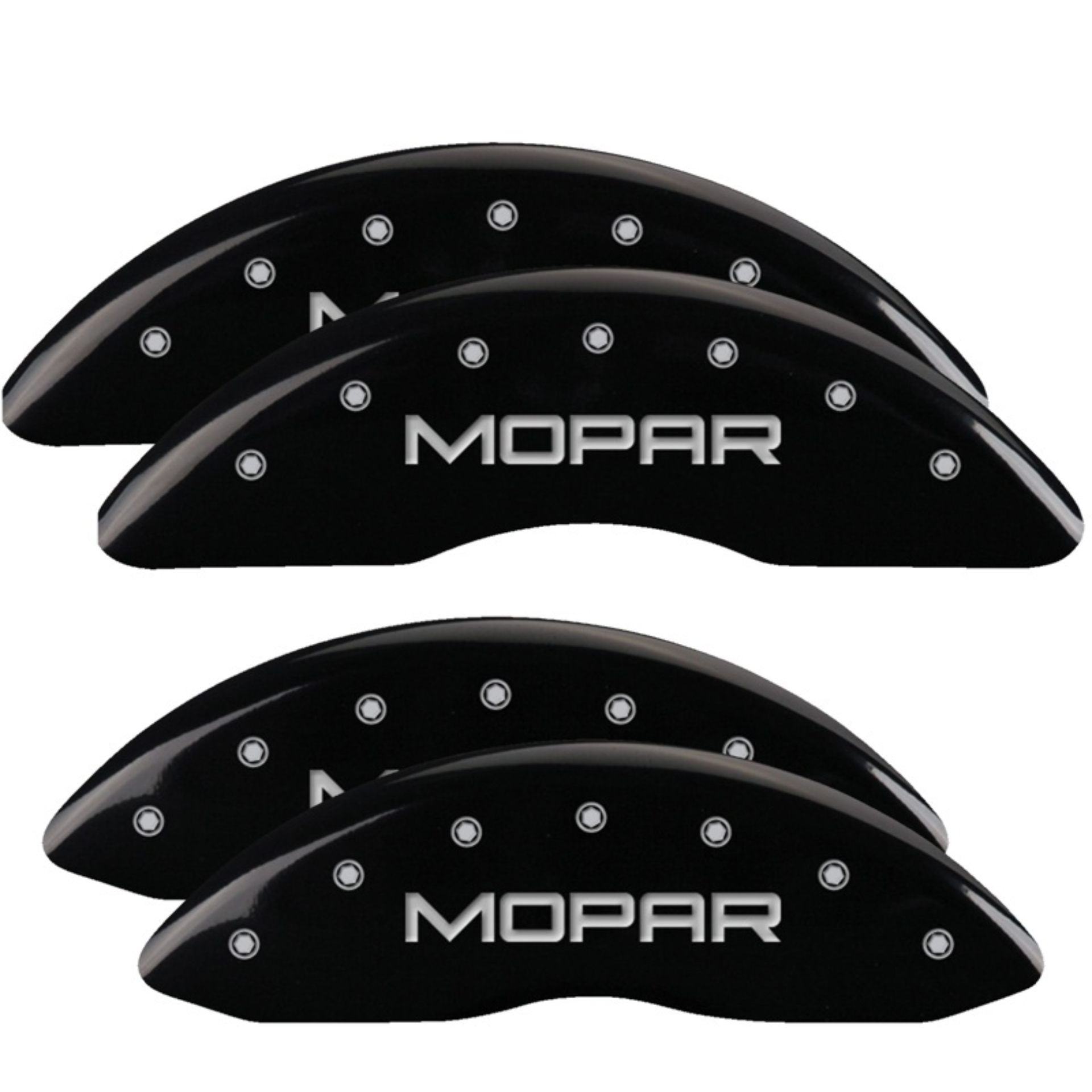 Picture of MGP 4 Caliper Covers Engraved Front & Rear MOPAR Black finish silver ch