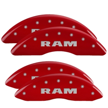 Picture of MGP 4 Caliper Covers Engraved Front & Rear RAM Red finish silver ch
