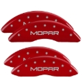 Picture of MGP 4 Caliper Covers Engraved Front & Rear MOPAR Red finish silver ch