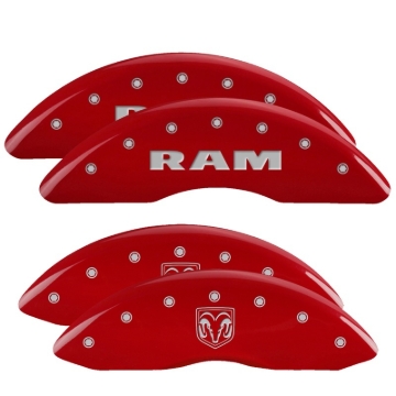 Picture of MGP 4 Caliper Covers Engraved Front RAM Engraved Rear RAMHEAD Red finish silver ch