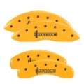 Picture of MGP 4 Caliper Covers Engraved Front & Rear Lincoln Yellow finish black ch