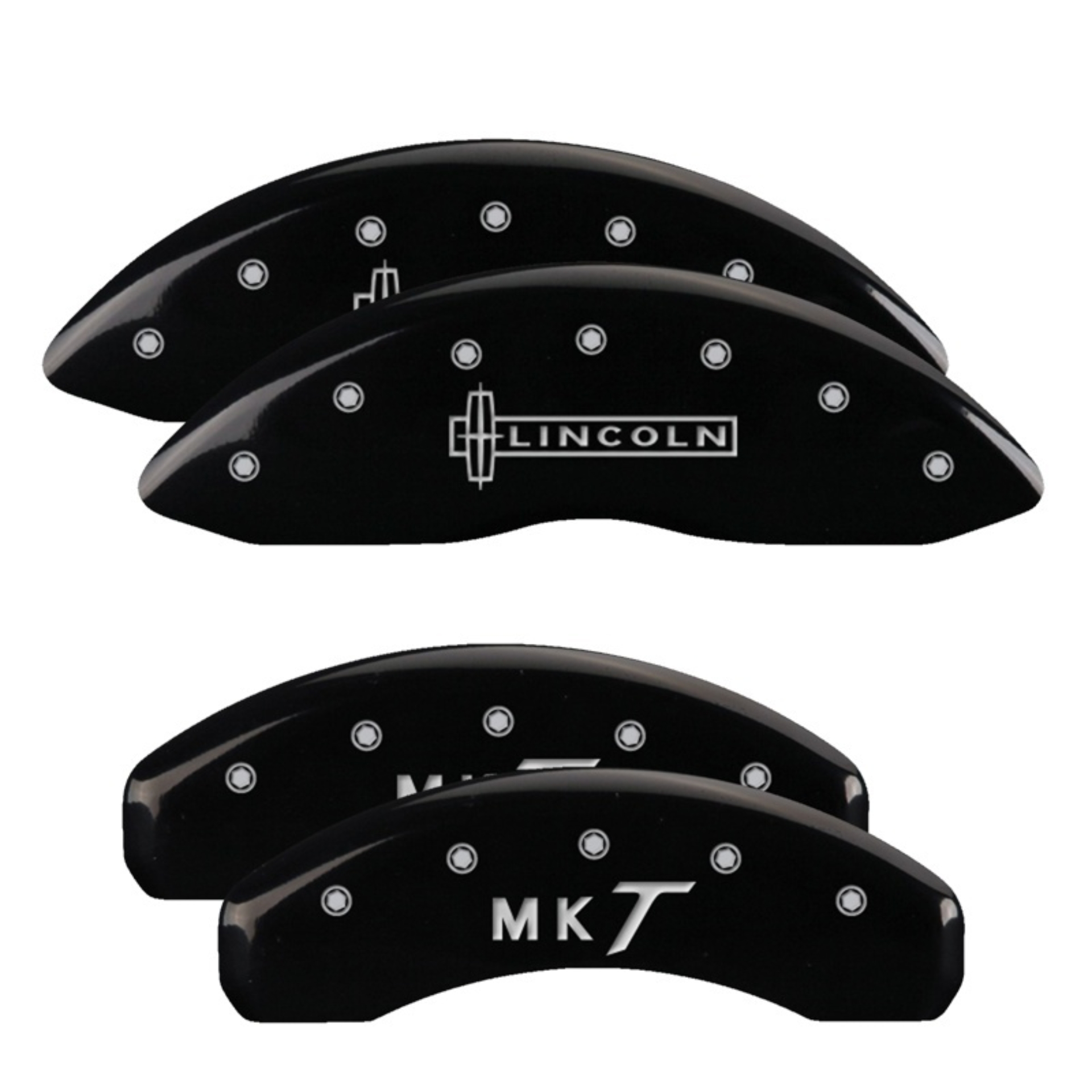 Picture of MGP 4 Caliper Covers Engraved Front Lincoln Engraved Rear MKT Black finish silver ch