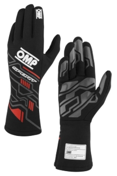 Picture of OMP SPORT GLOVES FIA 8856-2018 MY2025 BLACK / WHITE SZ M