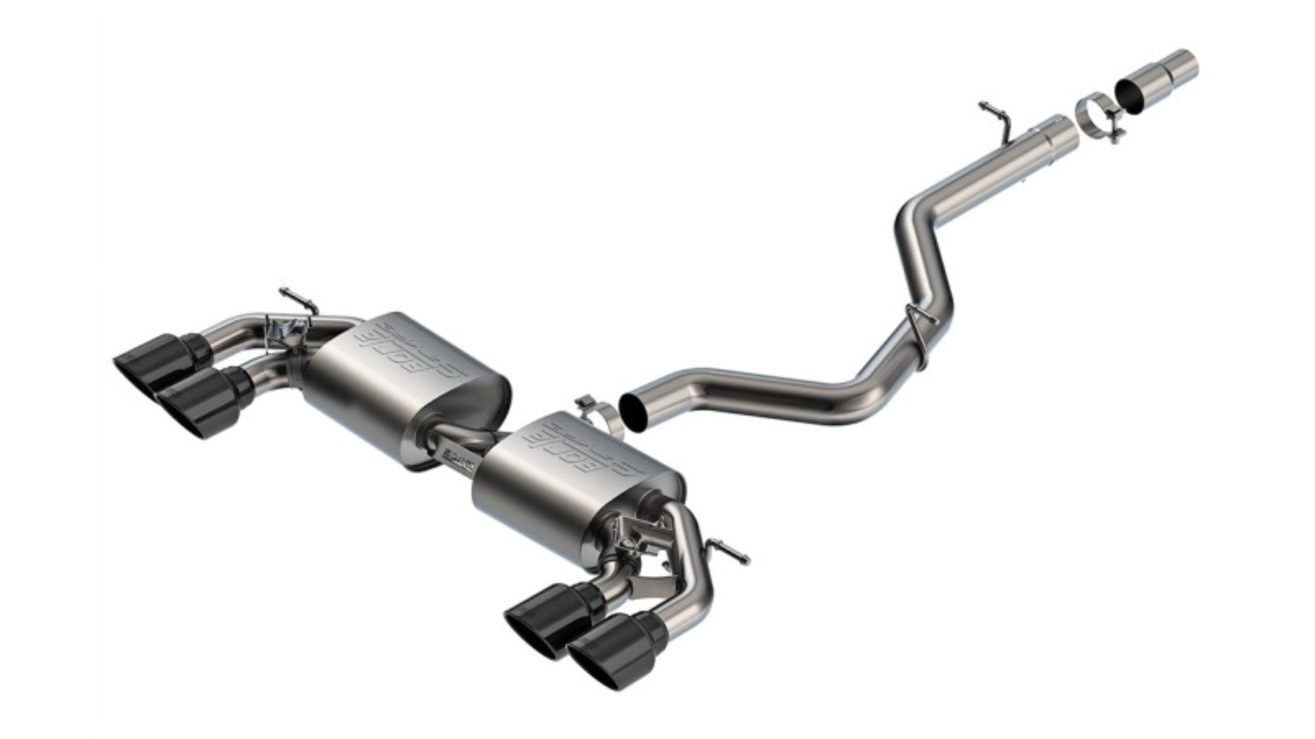 Picture of Borla 22-25 Volkswagen Golf R S-type Cat-Back Exhaust - Dual 4.5in Black Chrome Tips