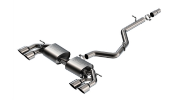 Picture of Borla 22-25 Volkswagen Golf R S-type Cat-Back Exhaust - Dual 4.5in Stainless Brushed Tips w/ Logo