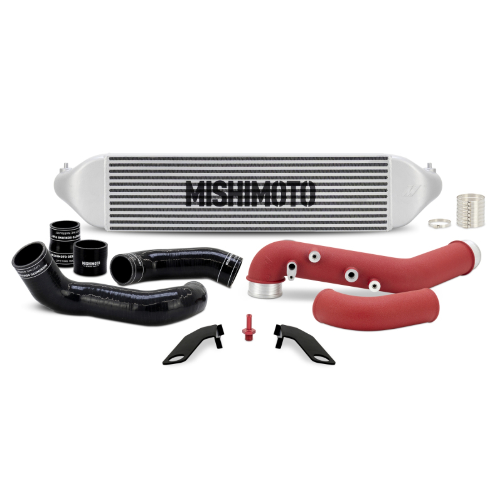 Picture of Mishimoto 2023+ Honda Civic Type-R Intercooler Kit w/Pipes - Silver Intercooler/Red Pipes