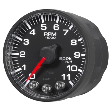 Picture of Autometer Spek-Pro Gauge Tach 2 1/16in 11K Rpm W/ Shift Light & Peak Mem - Blk/Blk