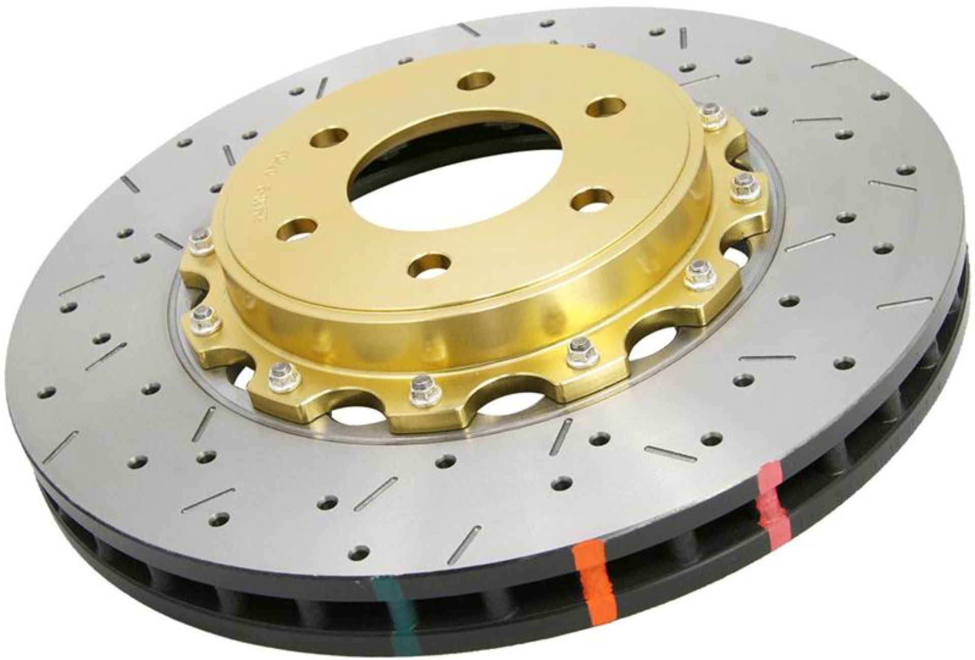 Picture of DBA 97-04 Corvette C5/C6 Front Drilled & Slotted 5000 Series 2 Piece Rotor Assembled w/ Gold Hat