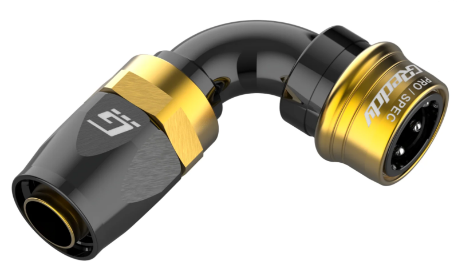 Picture of GReddy PRO/SPEC - 90 Degree AN16 Quick-Release Swivel Hose End(s) - Black / Gold anodized
