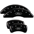 Picture of MGP 4 Caliper Covers Engraved Front & Rear 24-25 Ford Mustang EcoBoost - Black w/ Oval Logo