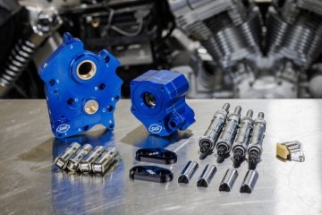 Picture of S&S Cycle 2017+ M8 Oil Cooled Cam Chest Kit w/o Cam - Chrm Pushrod Tubes & Chain Tensioner Incl. VVT