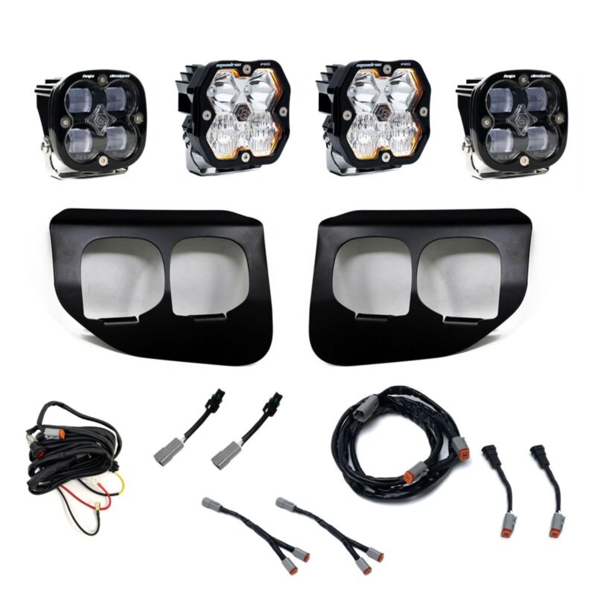 Picture of Baja Designs 20-22 Ford Super Duty Squadron 2.0 Pro/SAE Dual Fog Pocket Kit (Driving/Combo) - Clear