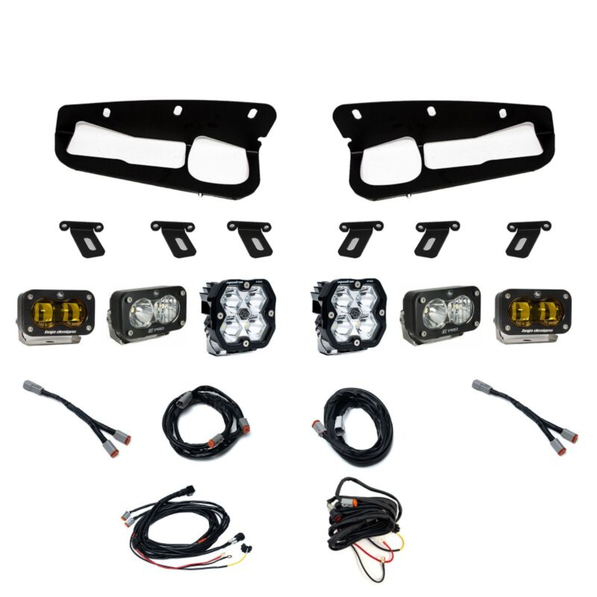 Picture of Baja Designs 21-25 Ford Bronco Squadron 2.0 Pro (Spot) & S2 Pro D/C Clr / S2 SAE Ambr FPK Steel Bmpr