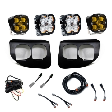 Picture of Baja Designs 20-22 Ford Super Duty Squadron 2.0 SAE/Pro Dual Fog Pocket Kit (Driving/Combo) - Amber