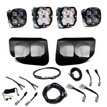 Picture of Baja Designs 20-22 Ford SD Squadron 2.0 SAE/Sport Dual Fog Pkt Kit w/Upfitter (Drv/Combo) - Clear