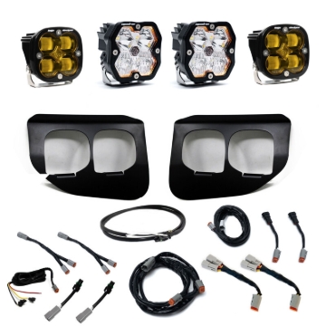 Picture of Baja Designs 20-22 Ford SD Squadron 2.0 Fog Pocket Kit SAE/Sport w/Upfitter (Driving/Combo) - Amber
