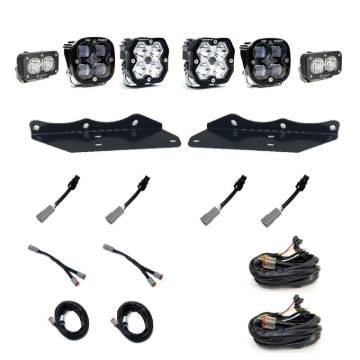 Picture of Baja Designs 17-20 Ford Raptor Squadron 2.0 Sport (Spot) + 1.0 SAE + S2 Sport W/C Fog Pkt Kit -Clear