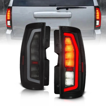 Picture of Anzo 07-14 Chevrolet Suburban / 07-14 GMC Yukon Black Full LED Tail Light Plank Style w/ Smoke Lens