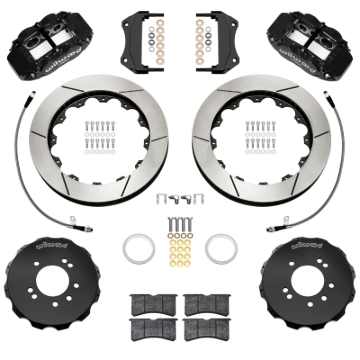 Picture of Wilwood 95-98 Nissan Skyline Superlite 6R Front BBK w/ 12.88in Slotted Rotors & Flexlines - Black