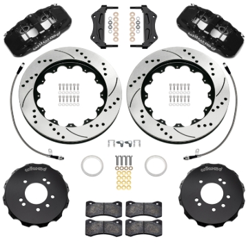 Picture of Wilwood 95-98 Nissan Skyline Aerolite 6R Front BBK w/ 14.00in D/S Rotors & Flexlines - Black