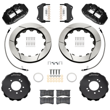 Picture of Wilwood 99-02 Nissan Skyline Superlite 6R Front BBK w/ 12.88in Slotted Rotors & Flexlines - Black