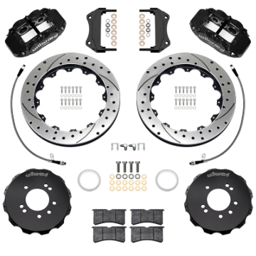 Picture of Wilwood 99-02 Nissan Skyline Superlite 6R Front BBK w/ 12.88in D/S Rotors & Flexlines - Black