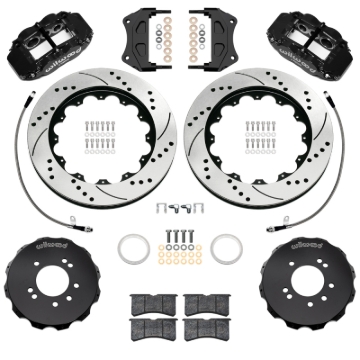 Picture of Wilwood 99-02 Nissan Skyline Superlite 6R Front BBK w/ 14.00in D/S Rotors & Flexlines - Black