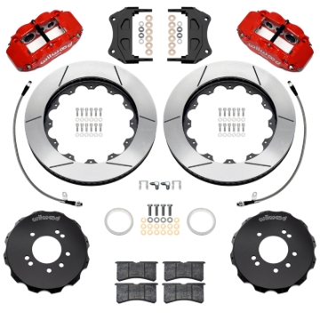 Picture of Wilwood 99-02 Nissan Skyline Superlite 6R Front BBK w/ 14in Slotted Rotors & Flexlines - Red