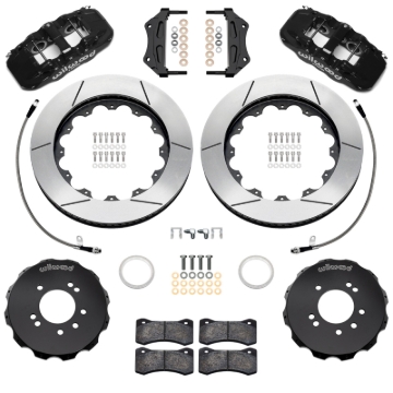 Picture of Wilwood 99-02 Nissan Skyline Aerolite 6R Front BBK w/ 14in Slotted Rotors & Flexlines - Black