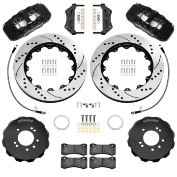 Picture of Wilwood 99-02 Nissan Skyline Aerolite 6R Front BBK w/ 14.00in D/S Rotors & Flexlines - Black