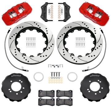 Picture of Wilwood 99-02 Nissan Skyline Aerolite 6R Front BBK w/ 14.00in D/S Rotors & Flexlines - Red