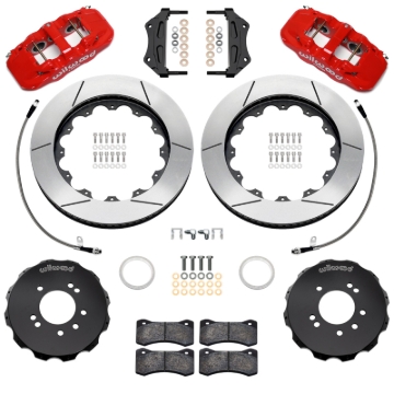 Picture of Wilwood 99-02 Nissan Skyline Aerolite 6R Front BBK w/ 14.00in Slotted Rotors & Flexlines - Red