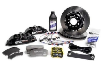 Picture of EBC Racing 00-03 BMW M5 (E39) Black Apollo-6 Calipers 350mm Rotors Front Big Brake Kit